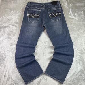 Y2K Xtreme Couture Jeans Mens Blue Flap Pocket Heavy Stitch Denim 34x34